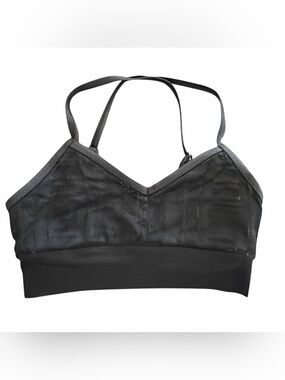 ALO Black Mesh Strappy Sports Bralette - Lightweight Support